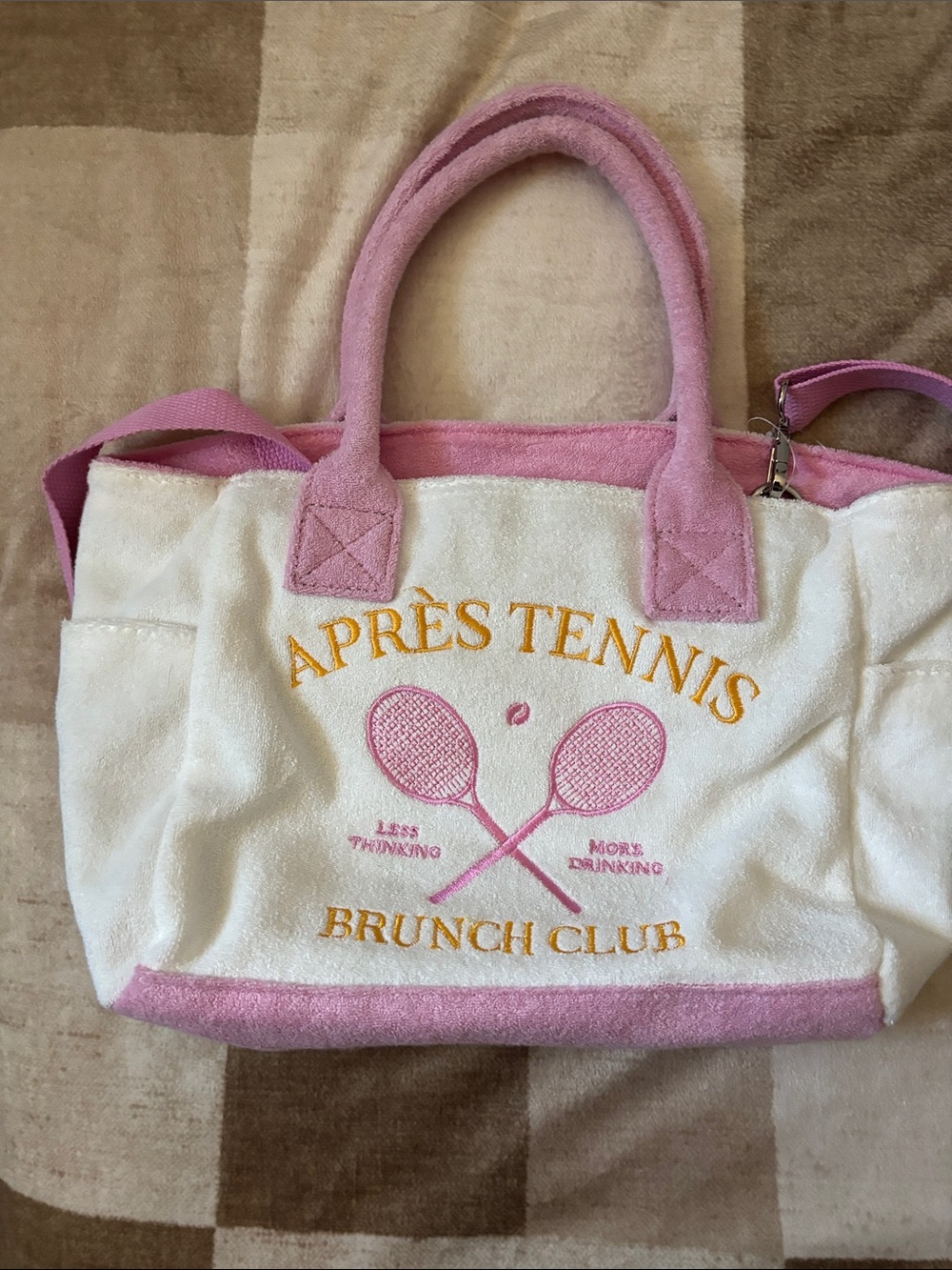 Après Tennis Brunch Club Pink & White Tote Bag
